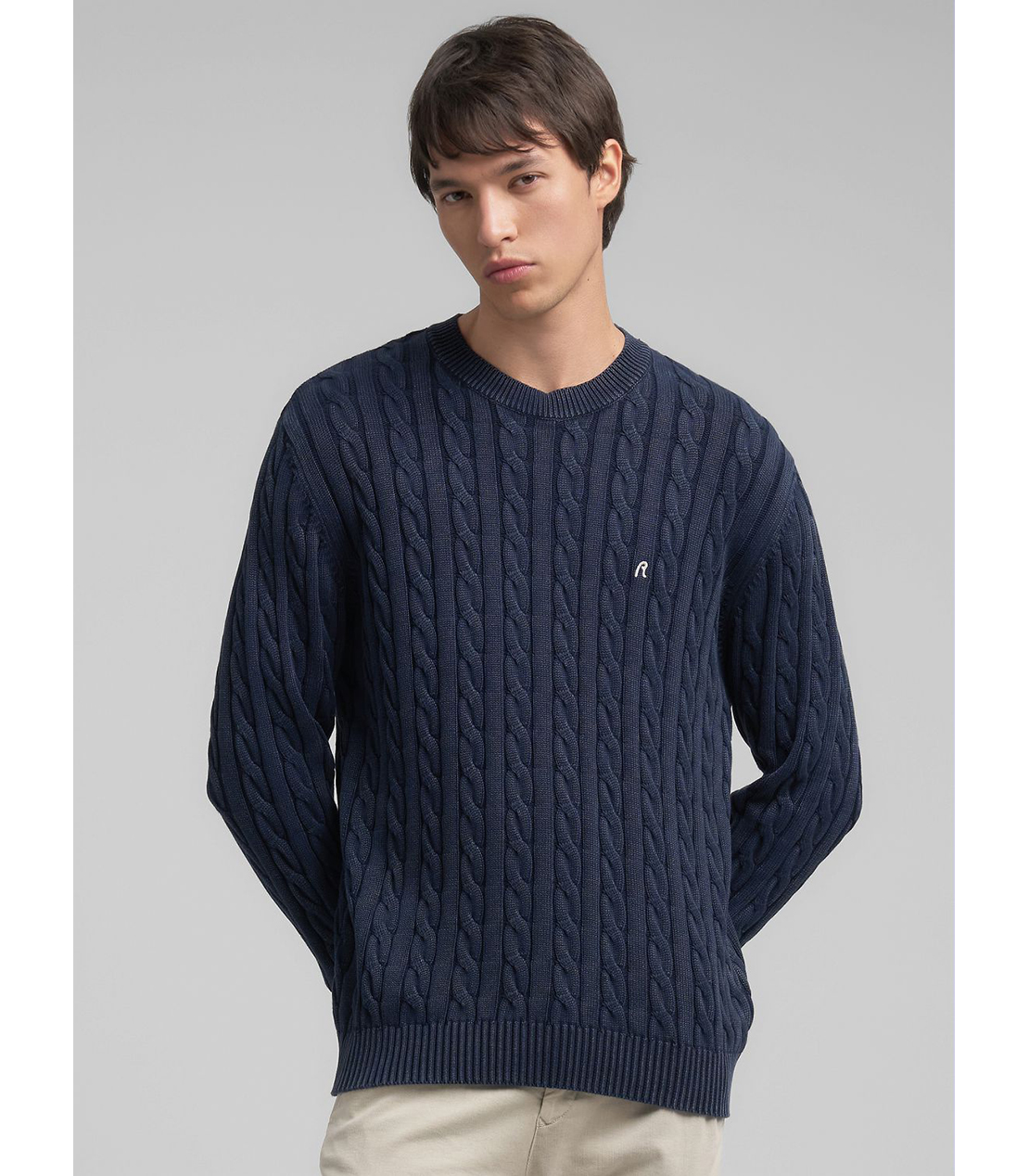 ケーブル編みコットンプルオーバー 詳細画像 ブルー 2